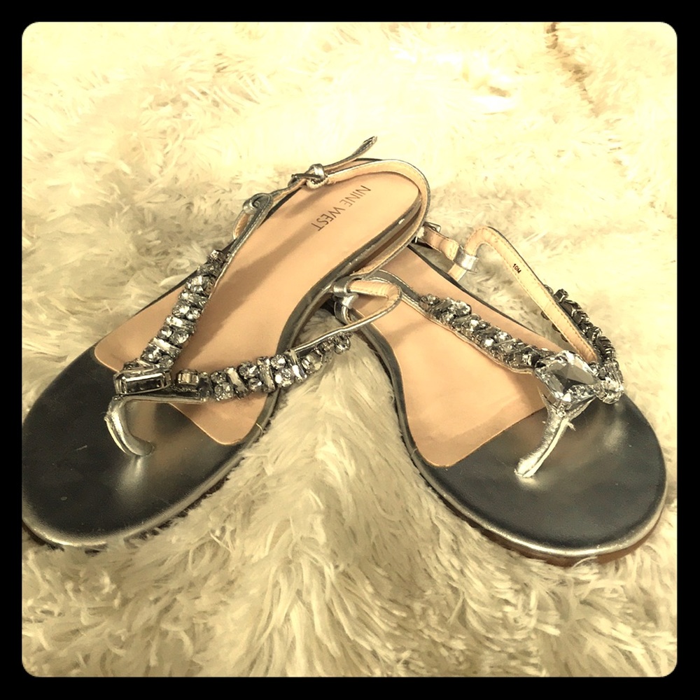 Silver jeweled sandals